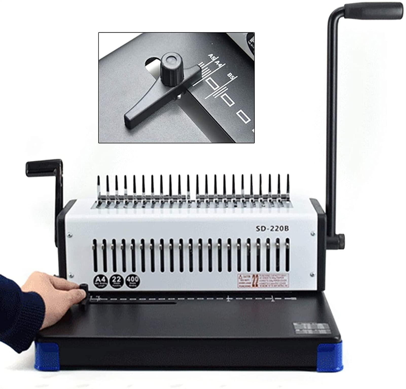 TEmkIn Máquina de encuadernación de Alta Resistencia Máquina Perforadora de Papel en Espiral Máquina de encuadernación en Espiral A4 21 Orificios Capacidad de encuadernación de 400 Hojas docu
