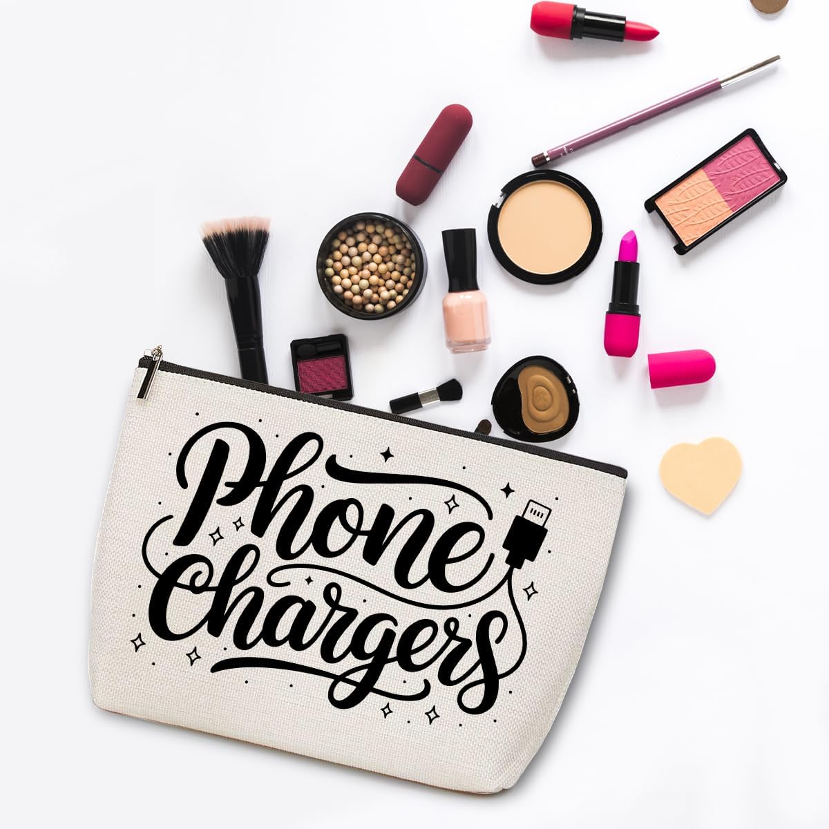 Cable Organizer Makeup Bag, Charger Bag Portable Pouch Purse Travel Essentials Organizer Cosmetic Bags for Women, Roomy Travel Makeup Toiletries Accessories, Christmas Birthday Gifts for Women - Image 3