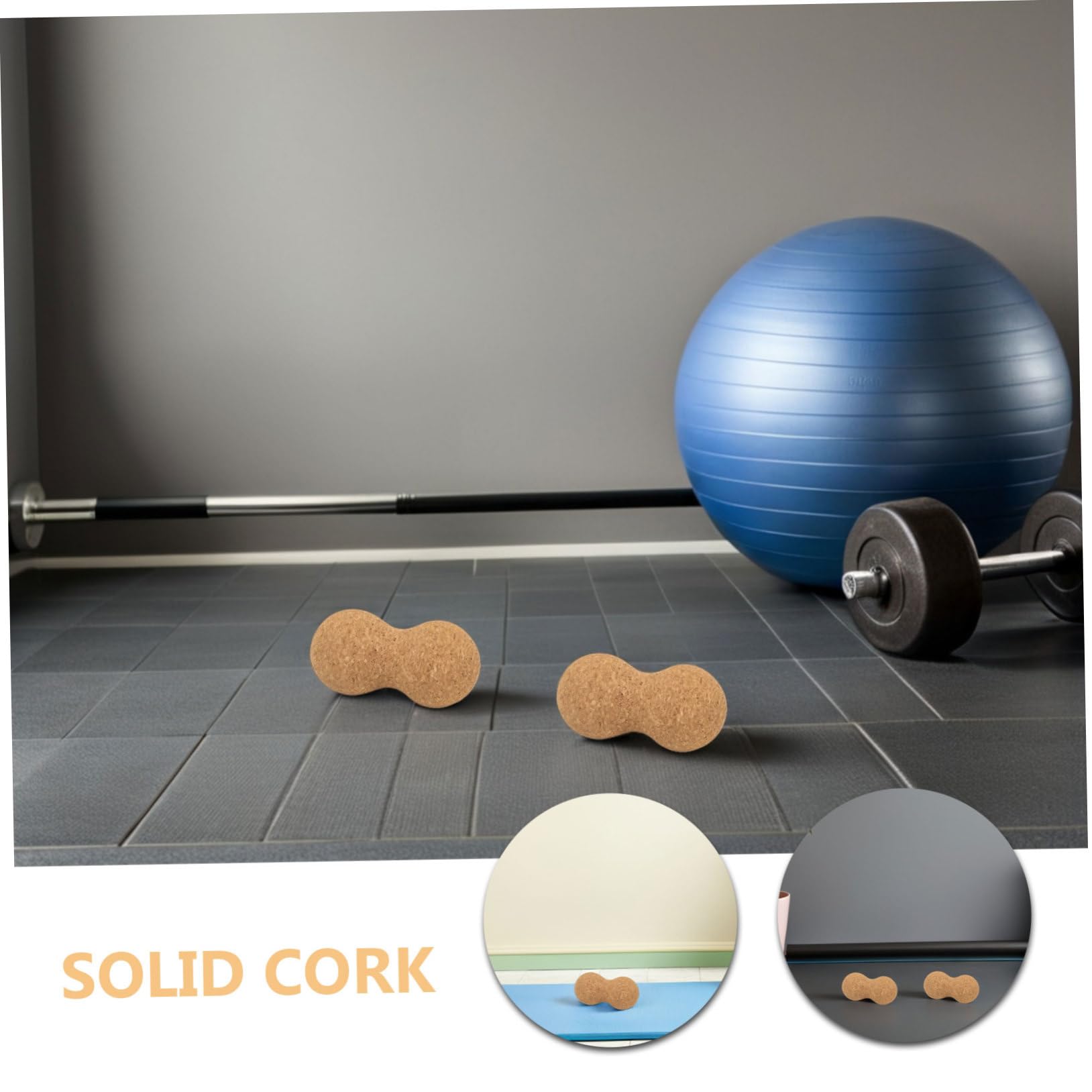 PLAFOPE 2 Piezas Unidades Bola de Masaje de Corcho Sólido Doble Pelota de Lacrosse para de Puntos Gatillo Recuperación Muscular Profunda para Espalda Cuello y Pies Herramienta Portátil