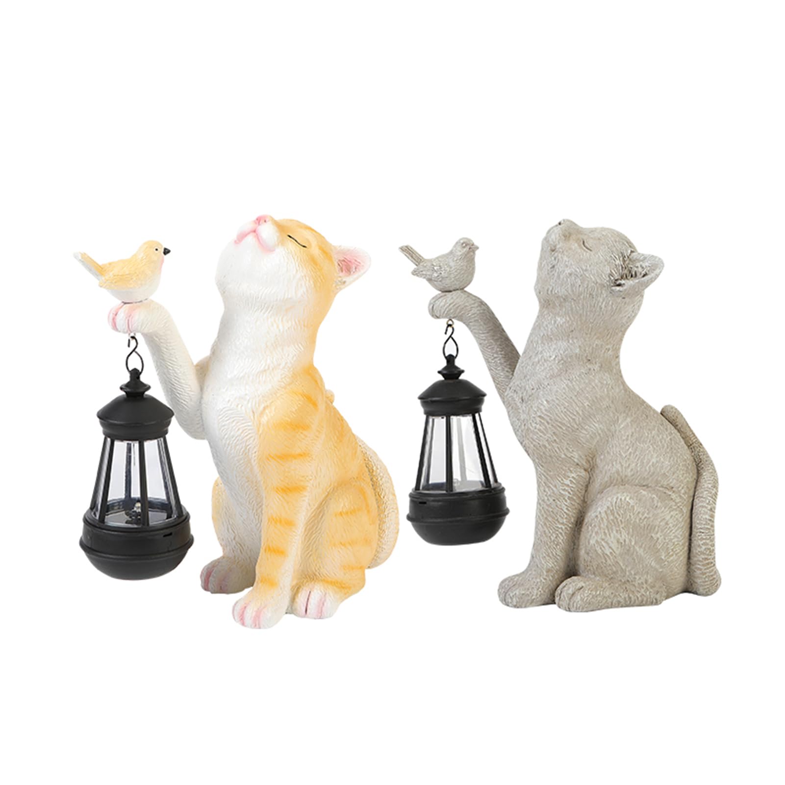 Statua Gatto Con Bagno Per Uccelli A Energia Solare Con Luce LED - Goodeco - 4