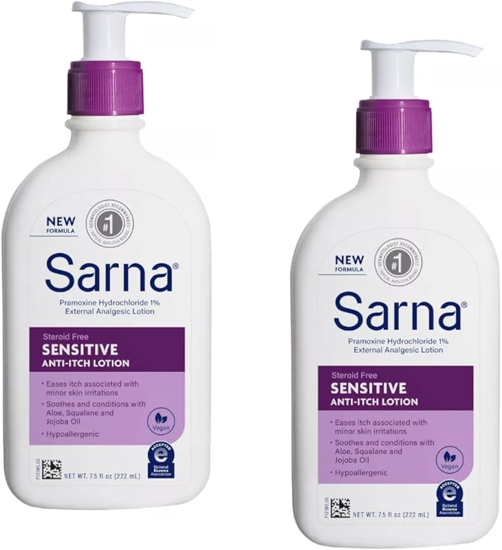 Loção corporal Sarna Sensitive com pramoxina hydrochloride 1%, aloe vera, esqualano e óleo de jojoba, 2 unidades de 221 mL