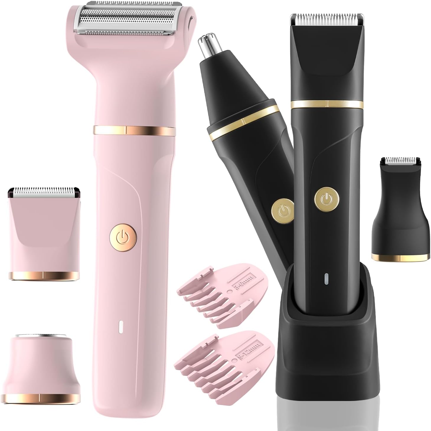 AREYZIN His & Hers Ultimate Grooming Duo: 3-in-1 Body Trimmer for Men & 3-in-1 Bikini Trimmer for Women | Full Body Hair Removal Kit with Ceramic Blades, USB Charging & Travel Case