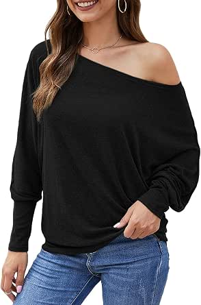 Aifer Women's Off The Shoulder Long Sleeve Sweater Top