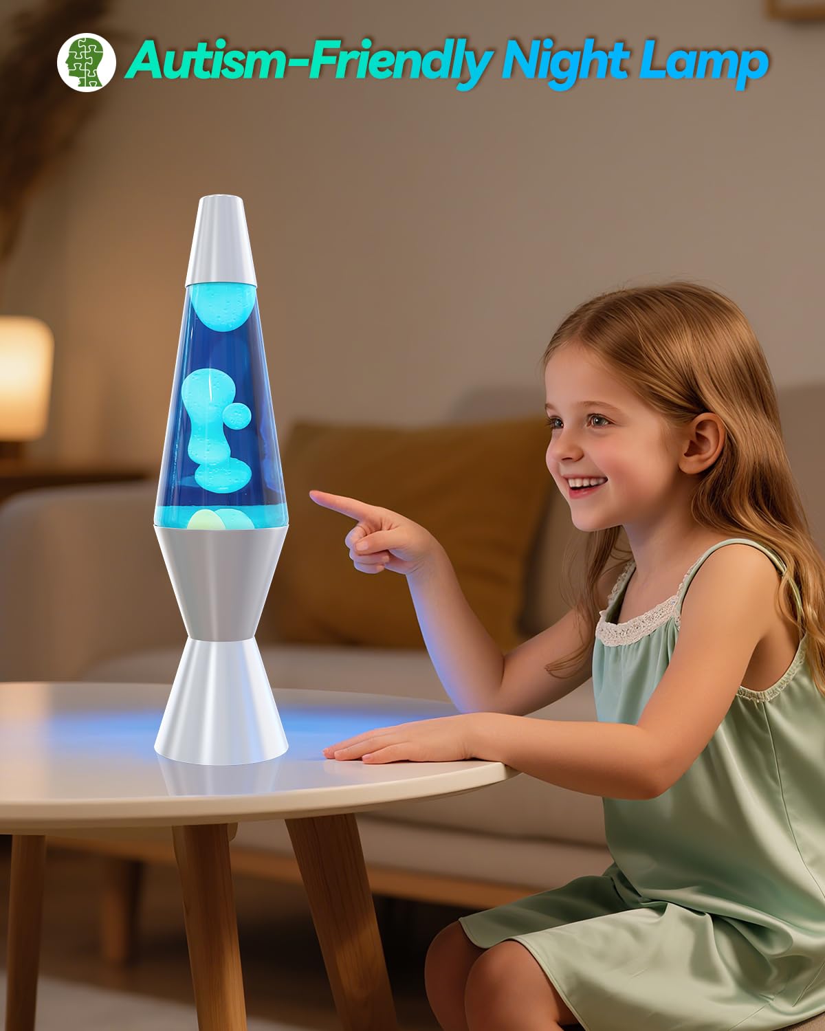 AONESY Lampada da lavaggio 37cm luce d'acqua blu bianco cera Lampada da lavaggio Bambini Luce notturna Luce colorata Regalo di Natale Compleanno