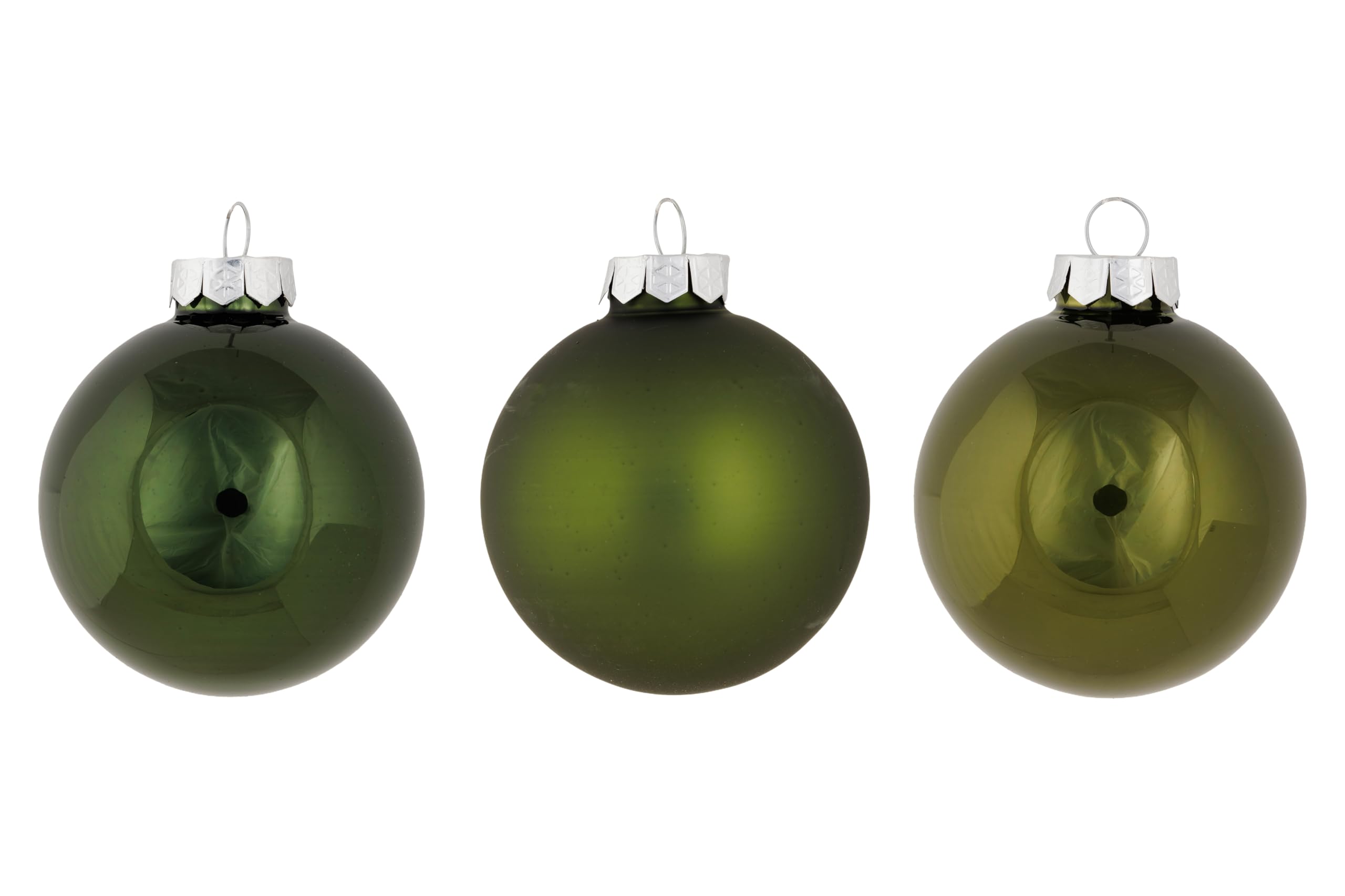 Cosy Home Lot de 24 Boules Noel en Verre, Shiny Matt Vert, D6 Cm
