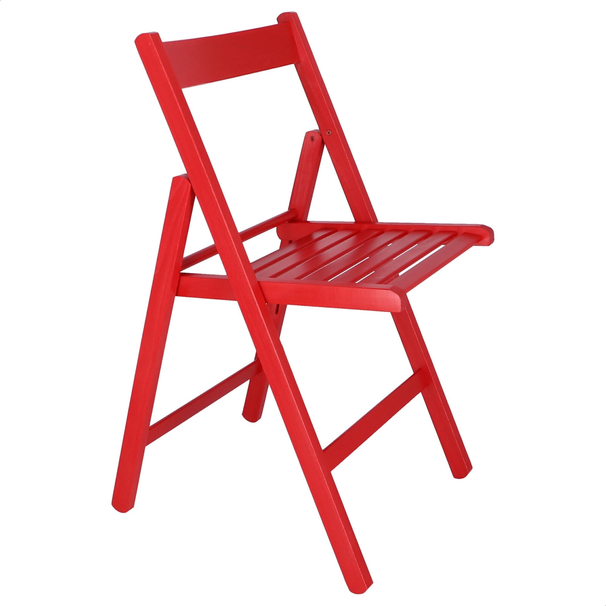 Aranaz | Silla Plegable | Diseño Moderno | Sillas Plegables y Ligeras para Exterior, Jardín o Terraza | Sillón con Reposabrazos y Respaldo | Asiento de Playa | Madera de Haya | Roja | 43 x 47 x 79 cm