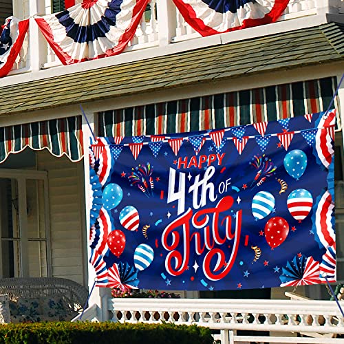 Image of Large 4th of July Decorations Banner Outdoor Patriotic Memorial Day Independence Day Flag71x44 Inch, Flag Day Yard Sign Bunting Background for Photography for Indoor Home House Decor Party Supplies