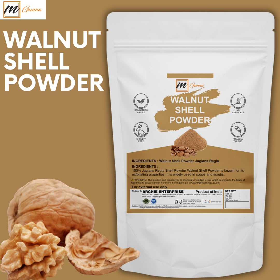 mGanna 100% Natural Walnut Shell Powder (Mesh Size 40-60) 0.5 LBS / 227 GMS for Gentle Skin Exfoliation Scrubs - Image 3