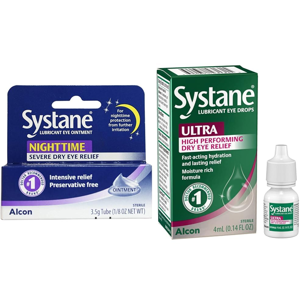 Systane Nighttime Lubricant Eye Ointment 3 5g Tube Ultra Lubricant Eye Drops 0 14 Fl Oz Pack of
