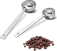 Vista 8 de Juego de 2 cucharas de café de alta calidad, cuchara de café de mango largo de acero inoxidable de metal, cucharas medidoras que contienen 1