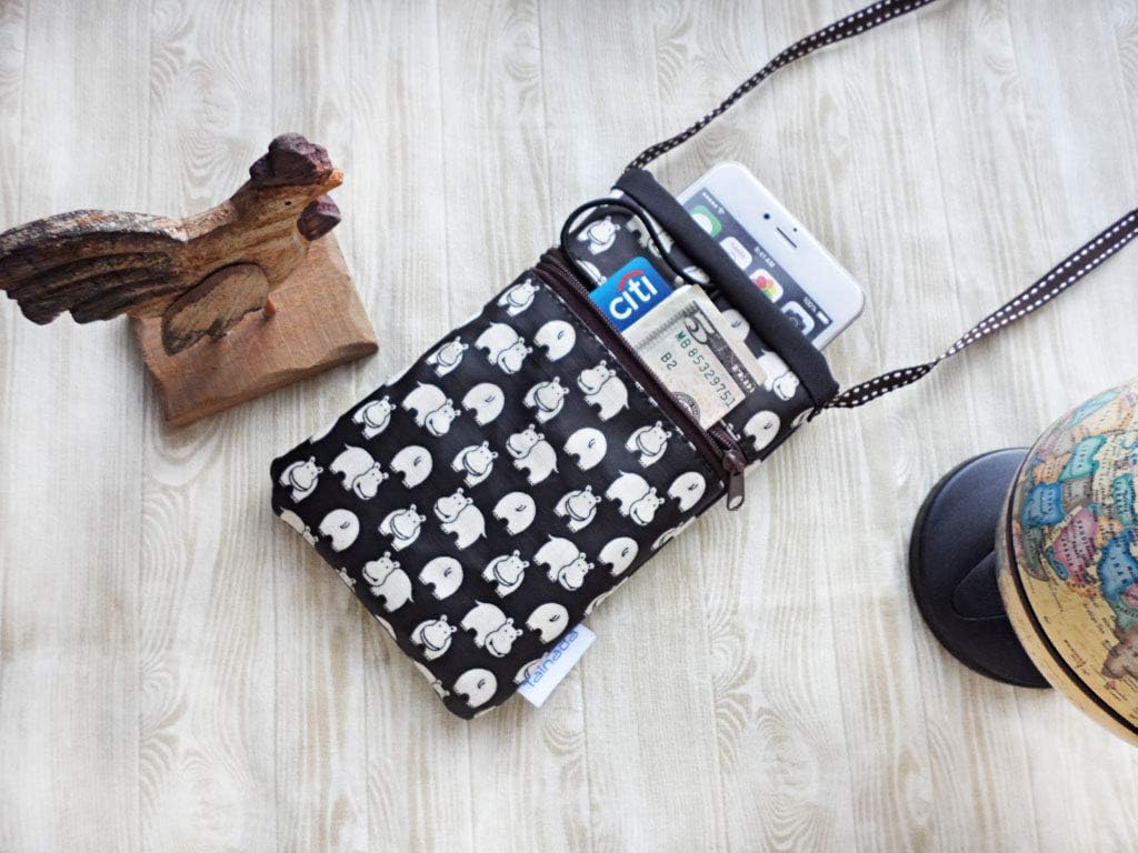 Tainada Small Crossbody Smartphone Pouch, Shockproof Cross Body Shoulder Wallet Travel Purse Bag for iPhone iPhone 17/16/15 Pro, 16 Plus, 16e; Samsung S25, A56; Google Pixel 10 (Hippo Pattern Black) - Image 4