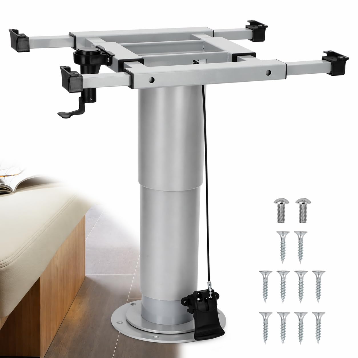 Photo 1 of MARGAR Adjustable RV Table with 360° Rotation & 4 - Way Slide, 14-28.7 Inches Height Adjustable, Heavy-Duty RV Table Pedestal with Air Lift, Suitable for RVS, Campers and Yachts