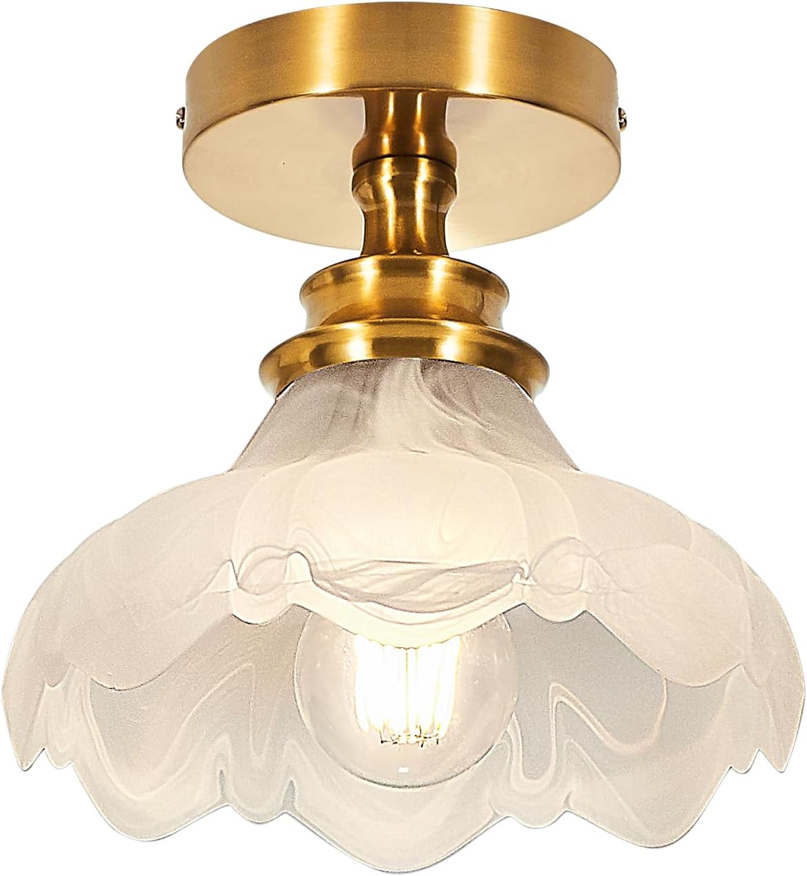 Brass Mini Ceiling Light Flush Mount Modern Alabaster Glass Ceiling Lamp for Bedroom Hallway Living Room Kitchen