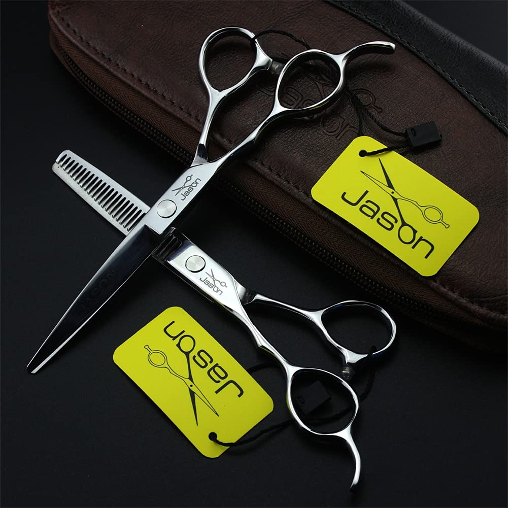 7 Pcs À La Main Gauche Ciseaux À Couper Les Ciseaux À Couper Les Cheveux, en Acier Inoxydable Ciseaux Raides Et Ciseaux D'amincissement, pour Salon, Barbier Ou Utilisation Domestique,5.5 inch
