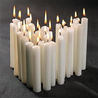 Orret Home 40 Adet 10 cm Beyaz Mum, Bakkal Mumu, Uzun Yanma Süresi, Düğünler ve Özel Günler İçin Ideal, Eşit ve Temiz Yanış [Enerji Sınıfı A++]