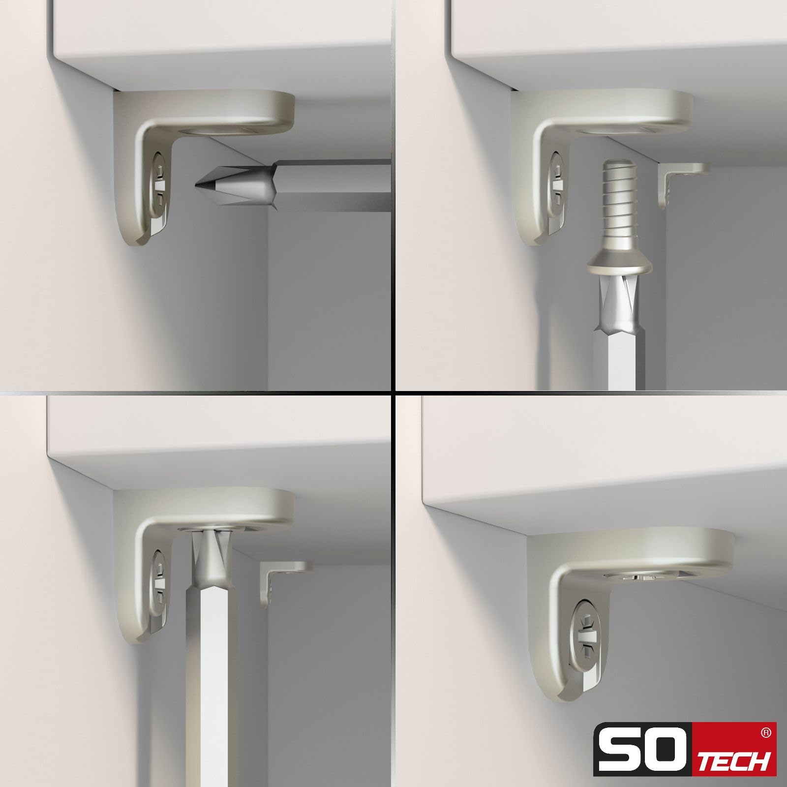 100 pezzi Italiana Ferramenta reggimensola per foro da 5 mm per collegamenti a prova di tensione di pannelli di mobili Reggimensola look acciaio inox per scaffali di SOTECH