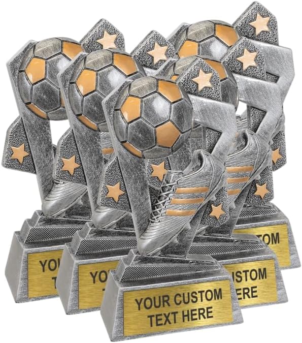 Soccer Trophy Award, 6-1/4” Tall, Resin Composite, Custom Personalized Plate Included.
