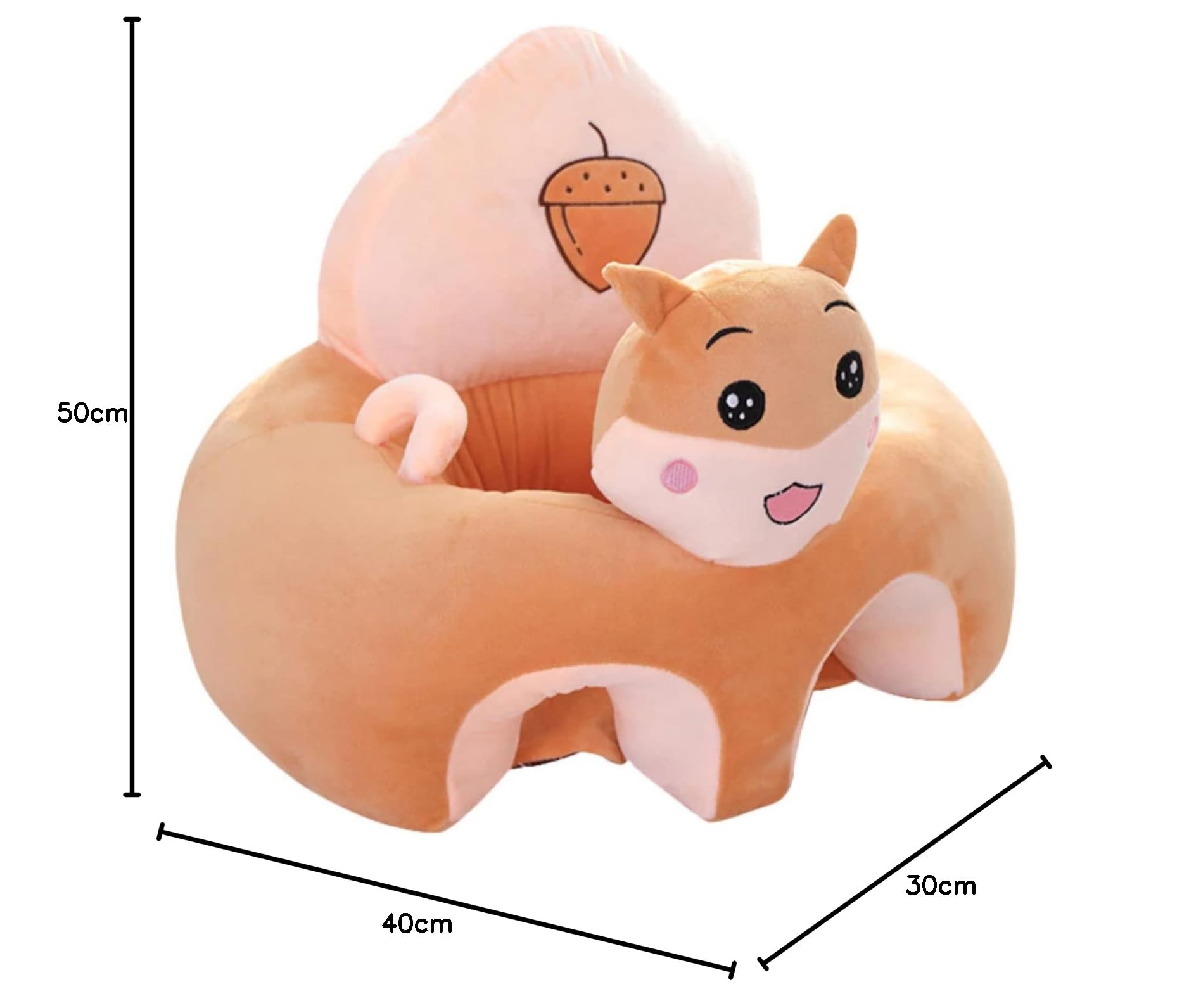 Siège de Soutien Bébé, Mignon de Dessin Animé Coussin Canapé Assis Bébé S'asseoir en Peluche Remplie de Coton Nouveau-né Apprend des Cadeaux de Chaise Assise Enfant (Écureuil) F-1 50cm