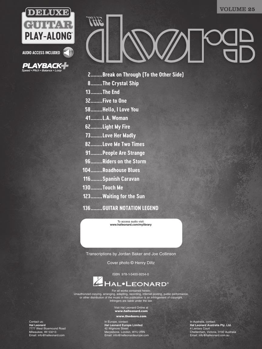 The Doors: Deluxe Guitar Play-Along Volume 25 - 15 Songs with Backing Tracks & Synchronized Tab and Audio