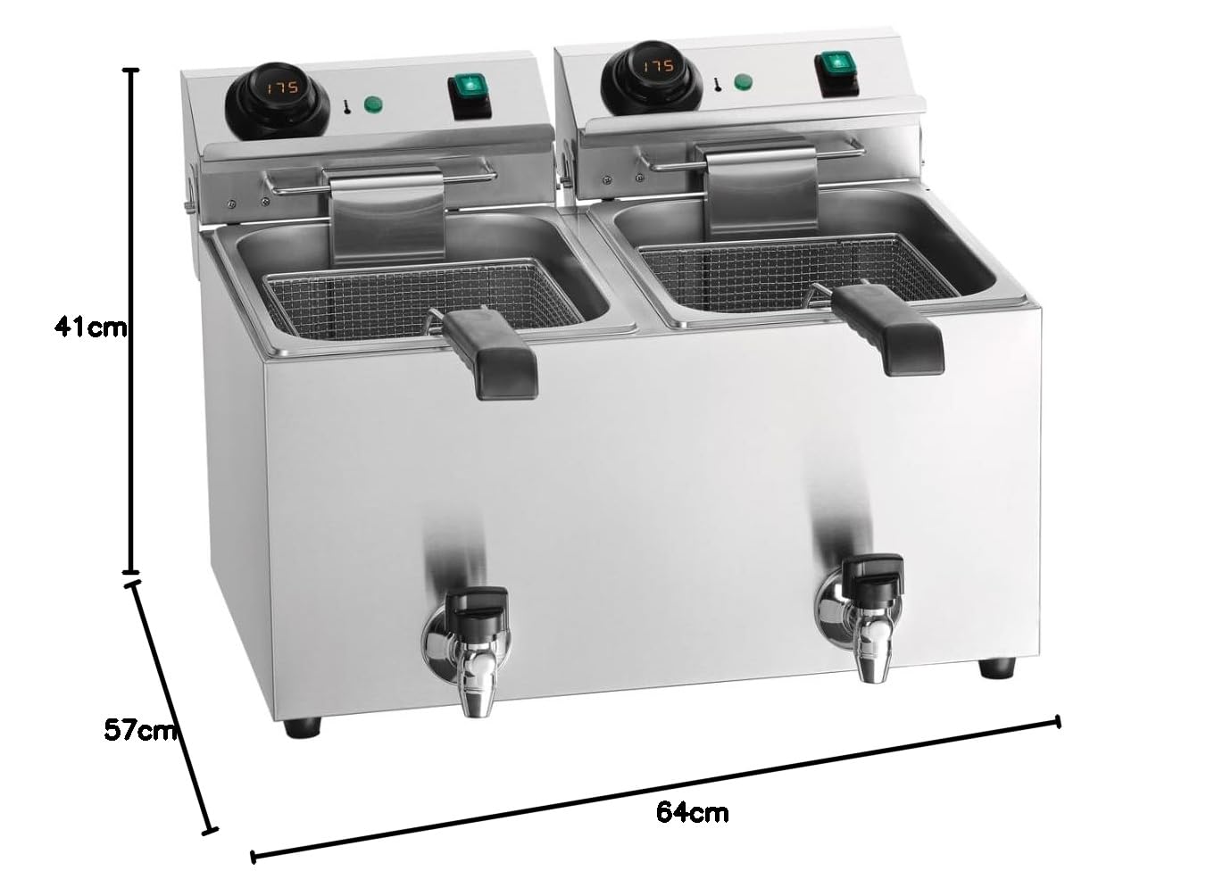 MBH - Freidora profesional doble de 18 Litros. Freidora eléctrica con control digital para hostelería