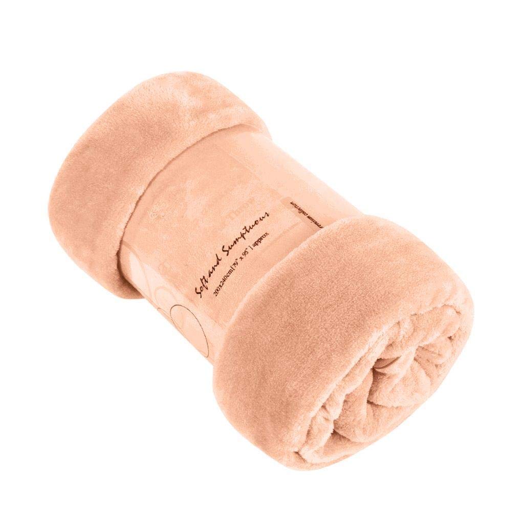 LIZZIE JACOBS New Plain Faux Fleece Throws Luxurious Super Soft Warm Cosy Sofa Settee Bed Mink Faux Fleece Blankets (King - 200x240cm, Peach)