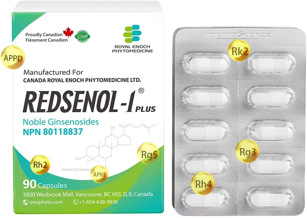 - REDSENOL-1 Plus Highly Concentrated Ginseng Extract - Proprietary Formula with 16 Rare Ginsenosides (Rg3, Rg5, Rh2 Supplement)-More Potent Than Traditional Red Ginseng Supplement-90 Capsules