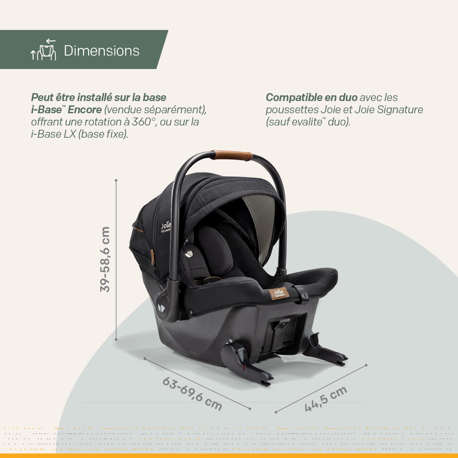 JOIE – SPRINT R129 – Coque bébé naissance à 75 cm – Isofix intégré pour installation sans base, dos route – Capote UPF50+ – Compatible poussette JOIE – Conforme ECE R129/03 – Coloris Eclipse