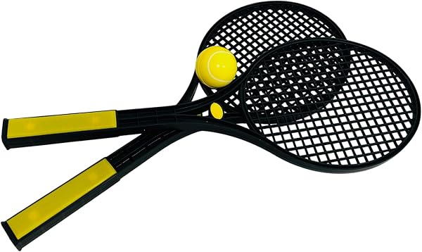 Racchette da Tennis con Pallina Soft MADE IN ITALY Set 2 Racchette in Plastica cm 56 con Palla Racchettoni da Spiaggia con Pallina Padel Beach Tennis Pool Party Racchette Spiaggia Coppia Racchette - 5