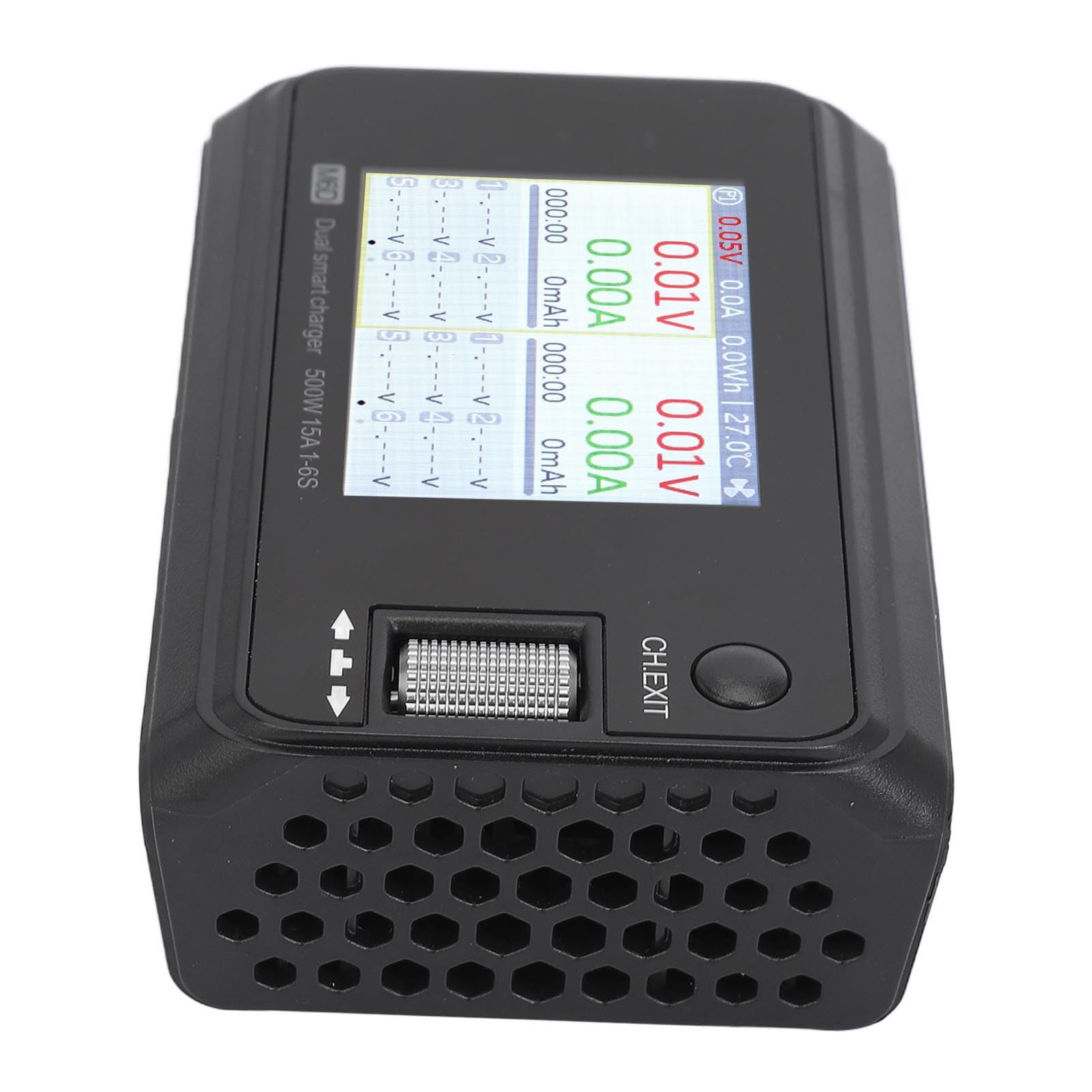 Chargeur de Sortie à Double Canal Compact Haute Performance Chargeur D'équilibre de Batterie Intelligent pour Batteries au Lithium Nimh Écran LCD 2,4 Pouces Noir