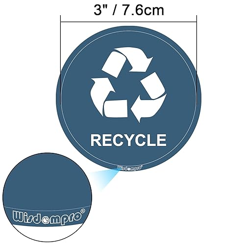 Miniatura 9 de Calcomanías de reciclaje para basura, paquete de 8 calcomanías redondas de 3 pulgadas, etiquetas de vinilo autoadhesivas para el hogar y la oficina,