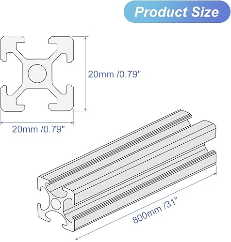 Miniatura 2 de MECCANIXITY 10 piezas de extrusión de aluminio con ranura en V 2020, estándar europeo, 31.496 in, 31 pulgadas de longitud, riel anodizado negro para