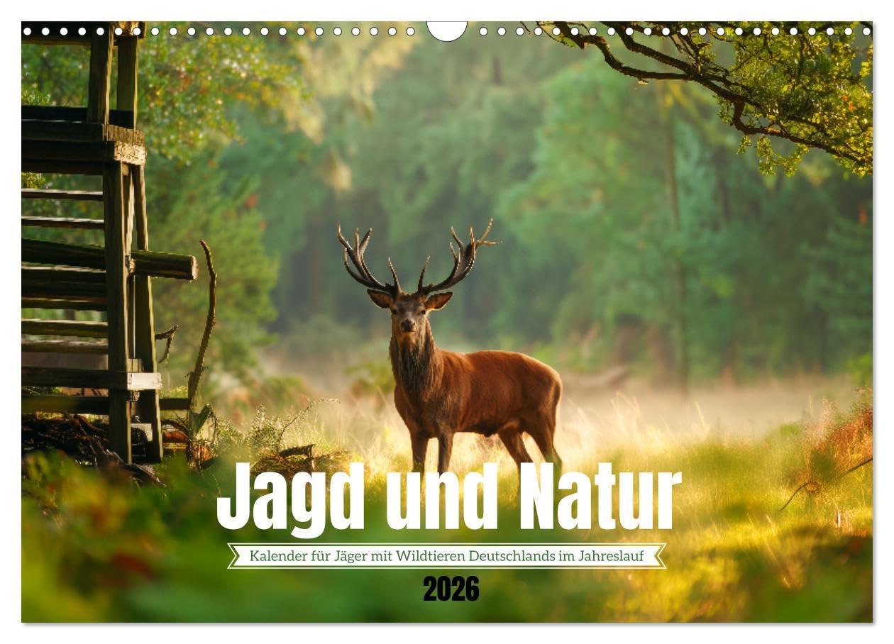 Jagd und Natur - Kalender für Jäger mit Wildtieren Deutschlands im Jahreslauf (Wandkalender 2026 DIN A3 quer), CALVENDO Monatskalender: ... in ihrer schönsten Form. (CALVENDO Natur)
