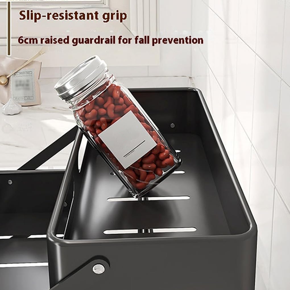 Organizer per spezie da cucina, portaspezie pieghevole a 3 livelli per piano di lavoro o mobiletto, organizer e contenitori per cucina, Bianco, Regolabile in altezza