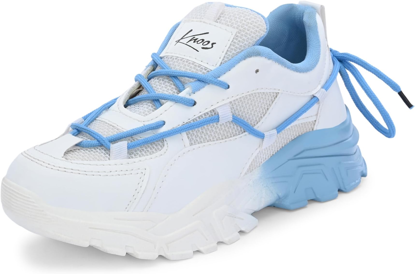 KNOOS Synthetic Leather Lace Up Casual Sneaker Shoes for Women and Girls