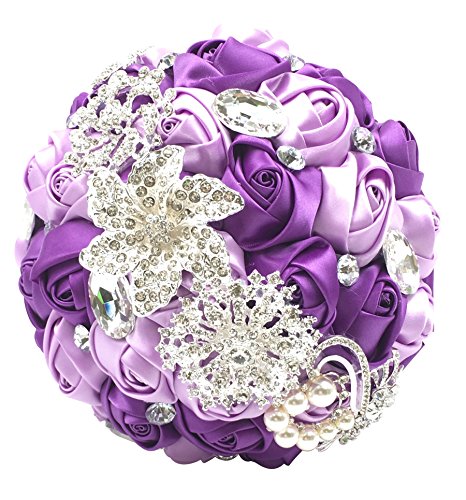 Abbie Home Advanced Customization Romantic Bride Wedding Holding Toss Bouquet Rose Brooch With Pearls And Rhinestone Decorative Brooches Accessories-Multi Color Selection (336Pu) #TOP10