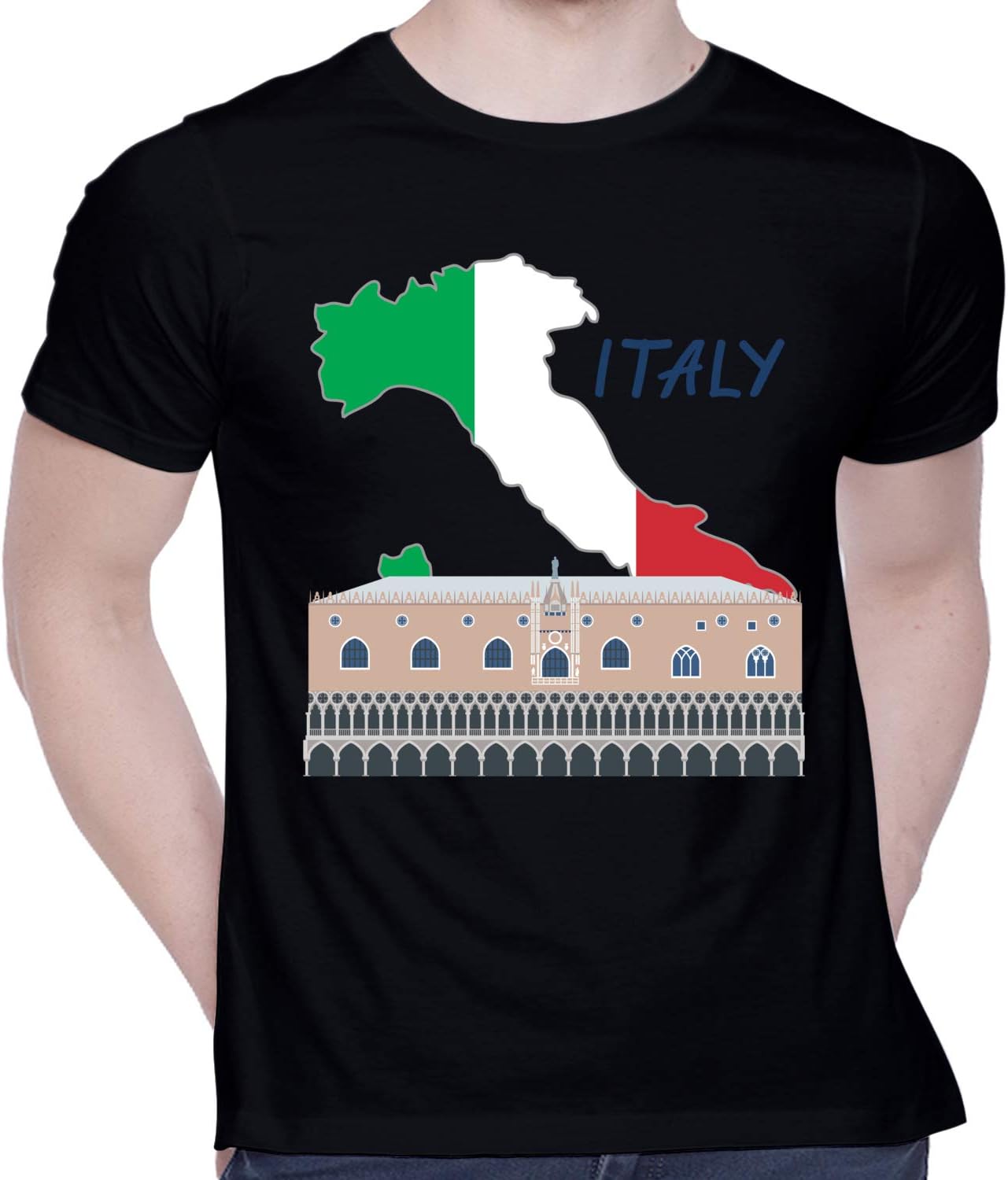 CreativiT Graphic Printed T-Shirt for Unisex Italy_Country_Travel Tshirt | Casual Half Sleeve Round Neck T-Shirt | 100% Cotton | D00680-22