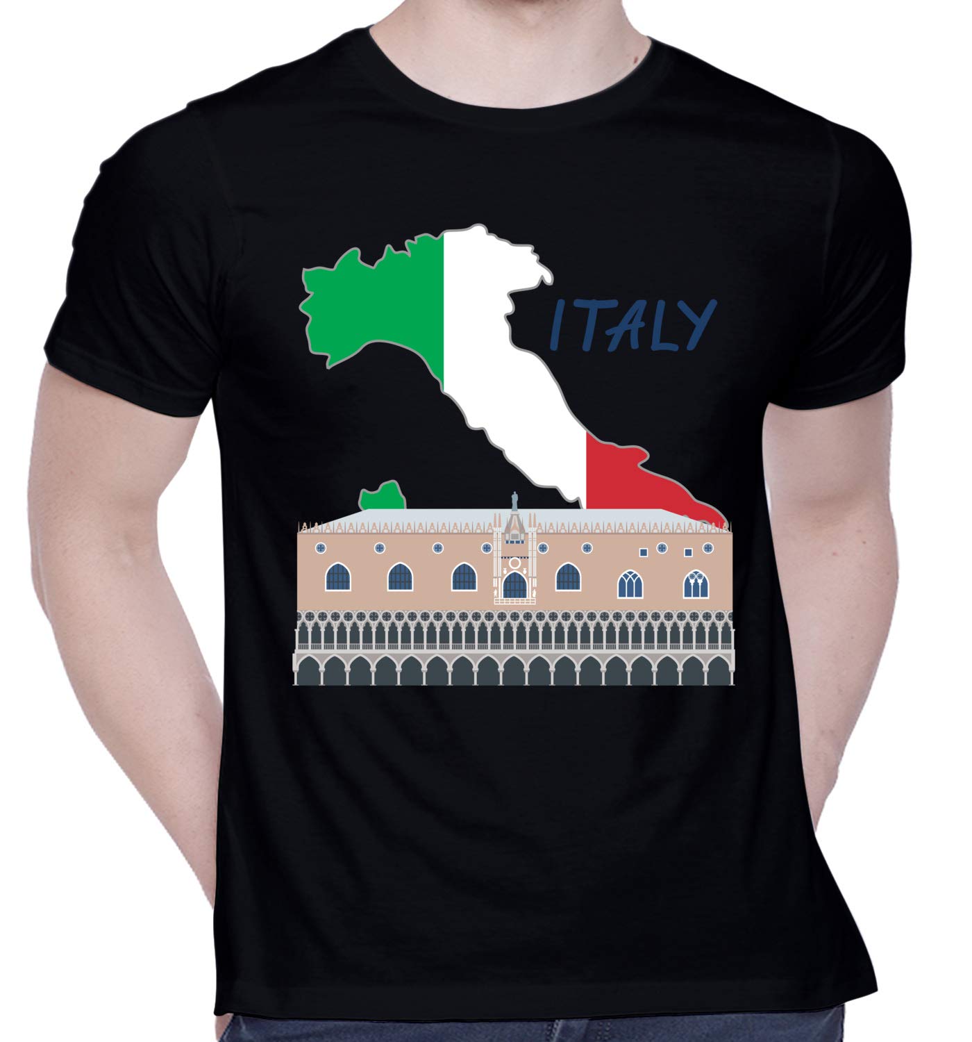 CreativiT Graphic Printed T-Shirt for Unisex Italy_Country_Travel Tshirt | Casual Half Sleeve Round Neck T-Shirt | 100% Cotton | D00680-22