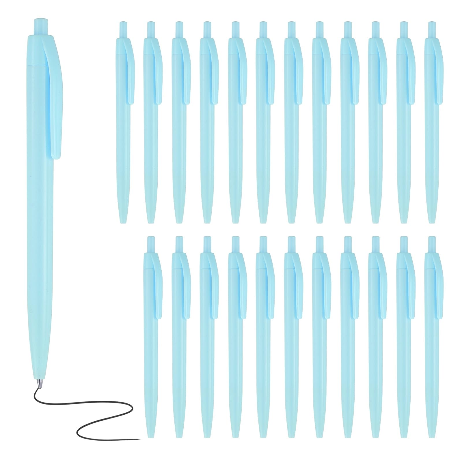 PATIKIL 24 Pcs BallPoint Pens, Retractable Black Ink Bulk Pens with Clip, 1.0mm Medium Point Smooth Writing Office Supplies for Signing, Writing, Classroom, Candy Blue Casing