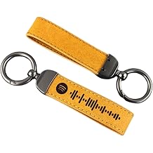Personalized Spotify Music Code Keychain Custom Playlist Song Keychain for Men & Women, Scannable Spotify Code Gift, Engraved Leather Keyring