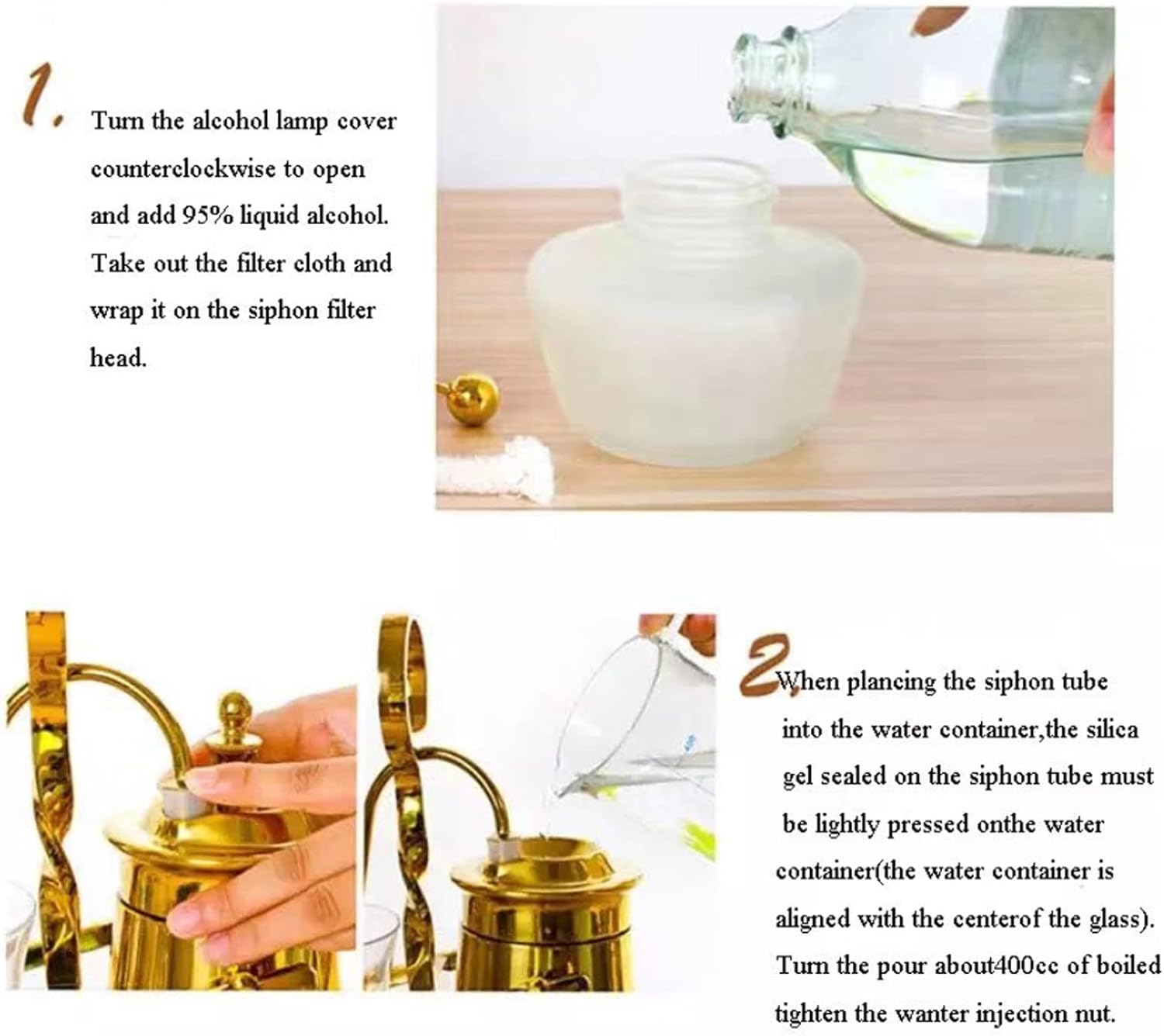 Coffee Maker Kettle Coffee Maker Siphon Coffee Maker Vacuum Pot Luxury Vintage Style Home Manual Coffee Brewing Appliance Set,A