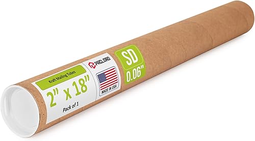 Miniatura 126 de Tubo de correo de papel kraft reforzado de 2 x 36 pulgadas, paquete de 1 tubo con 2 tapas, tubo seguro aprobado por USPS para pósteres, tubo