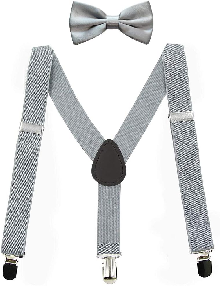 HABITERKids Suspenders Adjustable Suspenders Set With Bow Ties for Boys and Girls