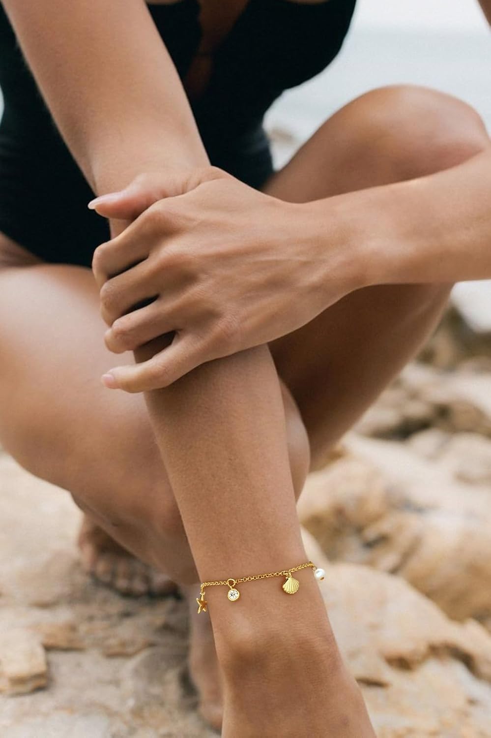 Gold Charm Bracelet for Women Boho Adjustable Shell Starfish Bracelet Summer Beach Ocean Statement Bracelets - Image 3