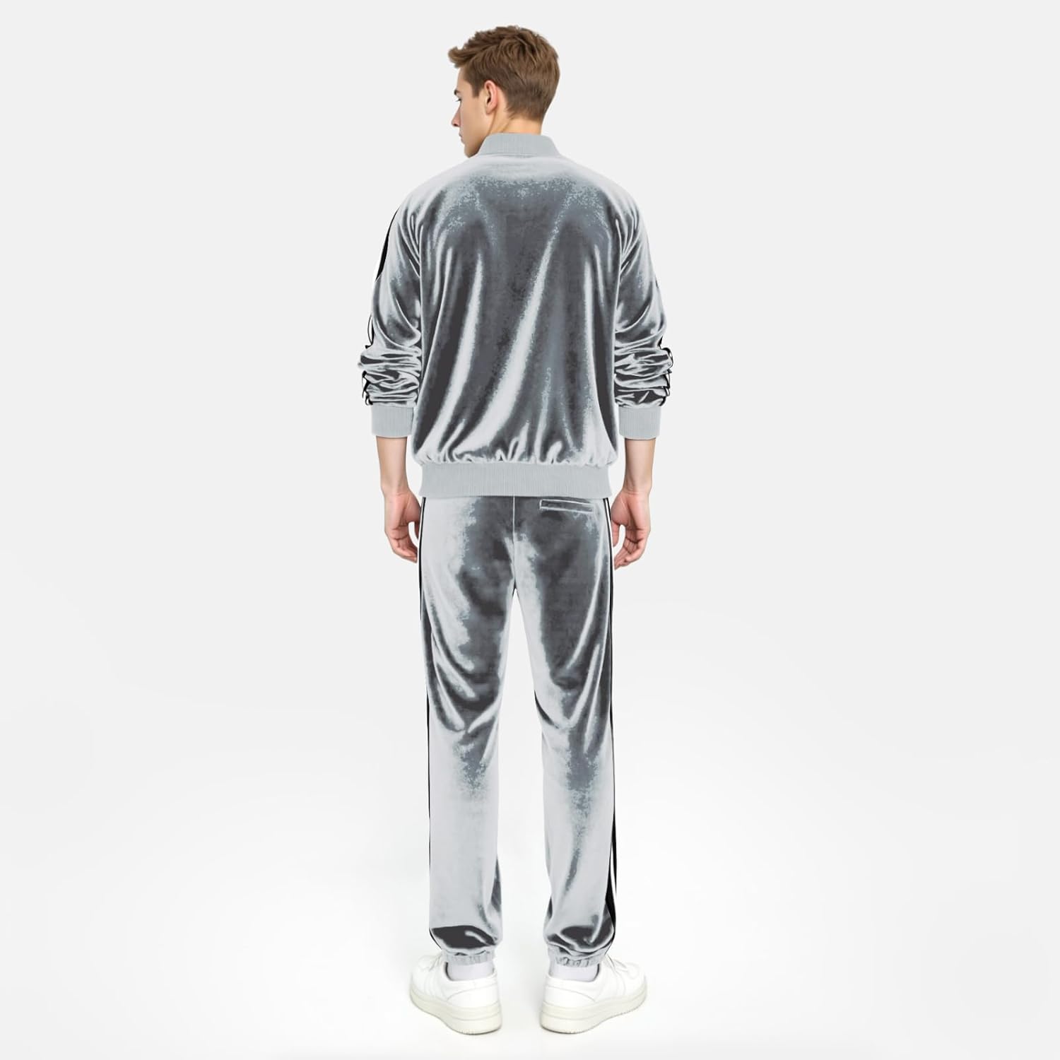 Heyfanee Mens Velour Tracksuits 2 Piece Set Full Zip Sweatsuit for Men Jogging Suits Velvet Jacket Pants Outfits - Image 3