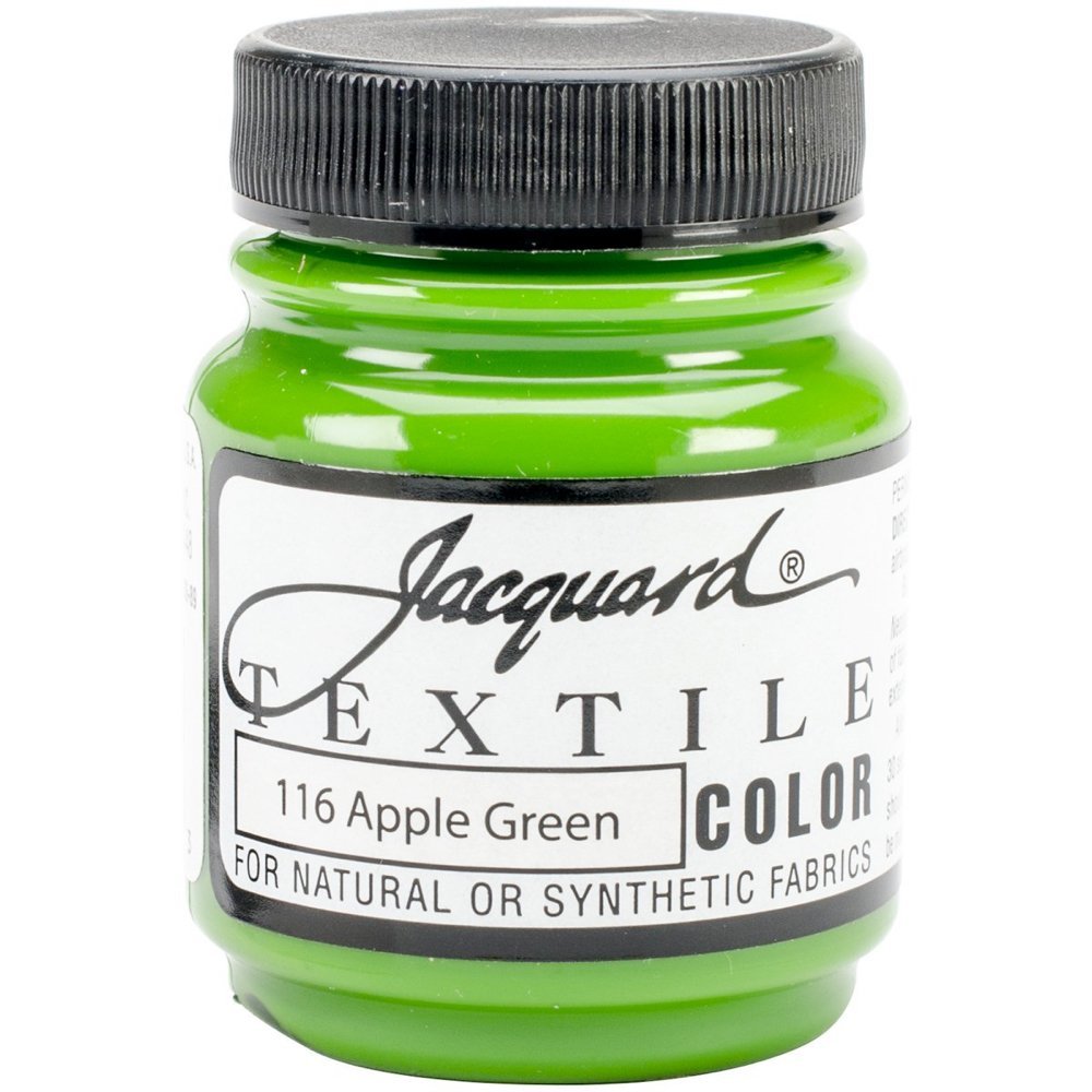 JacquardTextile Paint 2.25 Oz Apple Green for Clothes, Furniture Upholstery, Shoes or Tote Bags – Indoor & Outdoor
