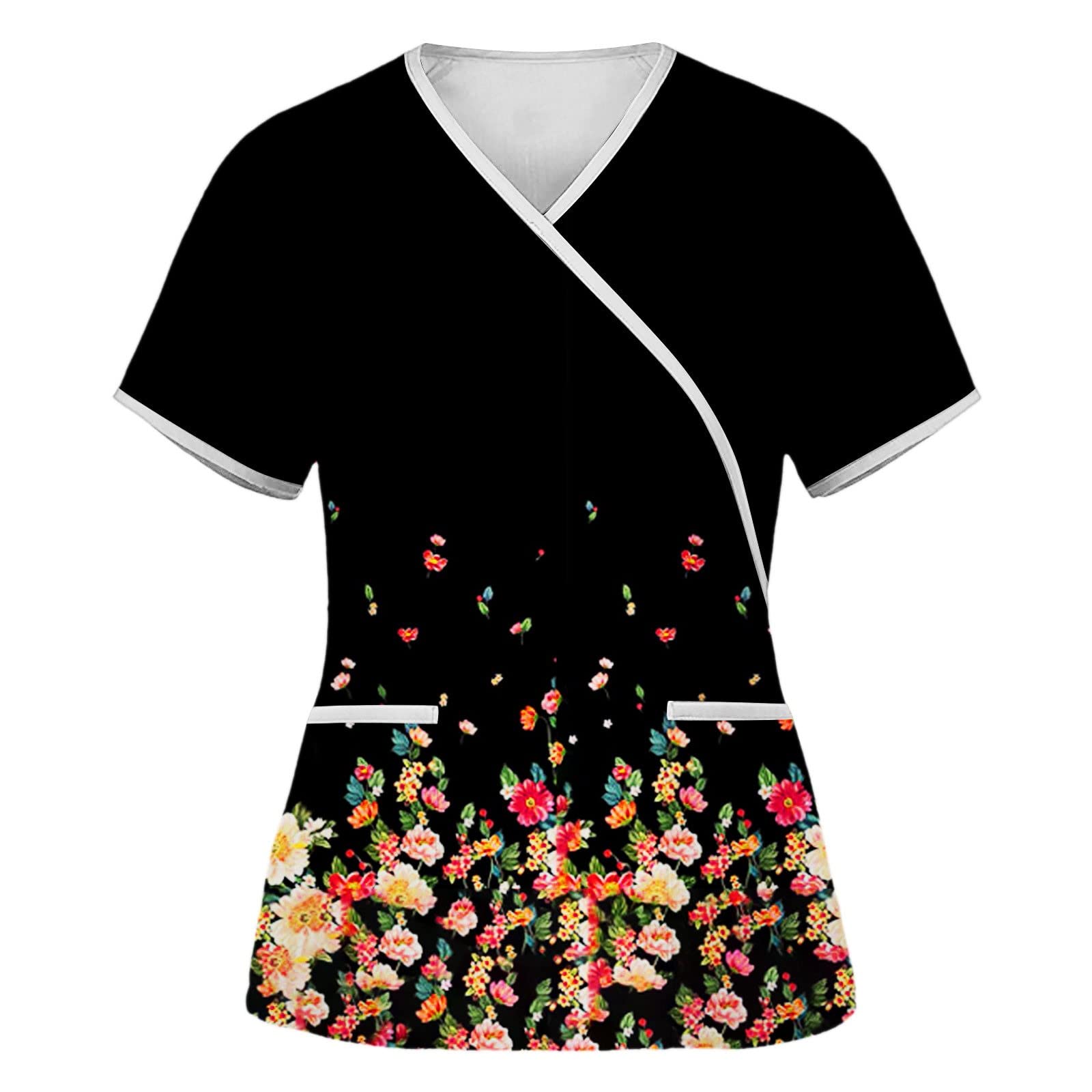 Scrub Tops Dressy for Women Workwear Scrubs Scrub Shirts for Women Scrub Tops Women Print V Neck Nurse Shirts Scrubs
