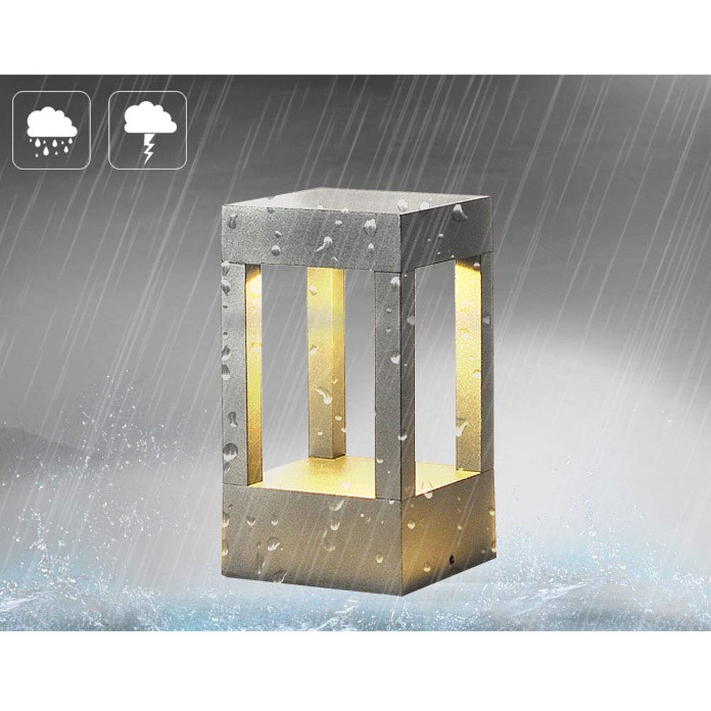 Lámpara de poste cuadrada simple moderna negra LED Acabado mate IP54 Linterna de poste impermeable Césped Jardín Decoración de pared Luz de pilar Material de aluminio fundido Lámpara de columna