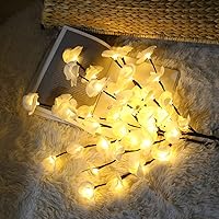 Vista 14 de Fantasee Purple Orchid Twig Lights, 20 LED Artificial Phalaenopsis Branch Lights Battery Powered Flexible Branch Decor Lights for Home Shop Window