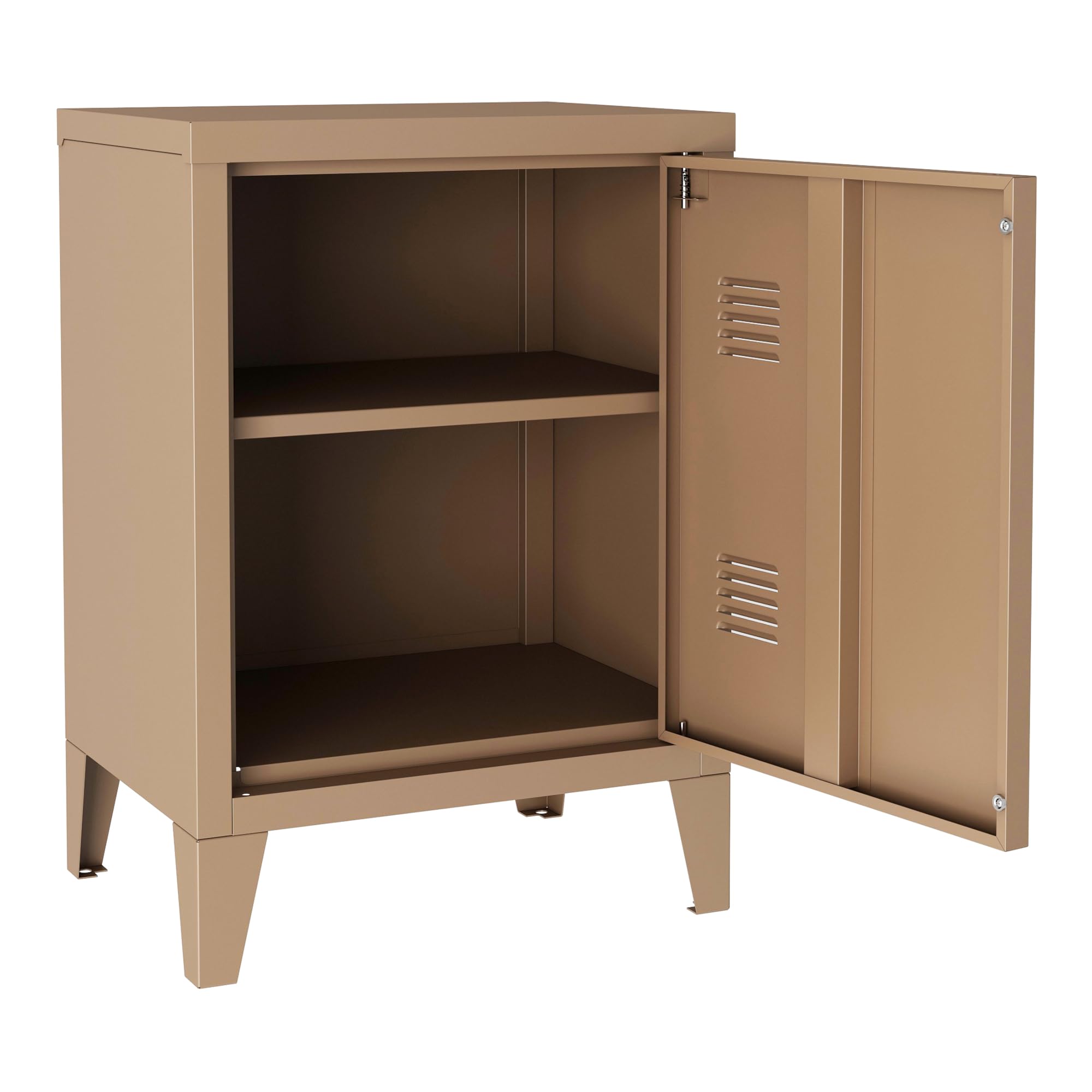 Comodino Moderno In Acciaio Nero Con Anta Ventilata - 57x40x30 Cm - Per Camera Da Letto, Divano O Ingresso - 6