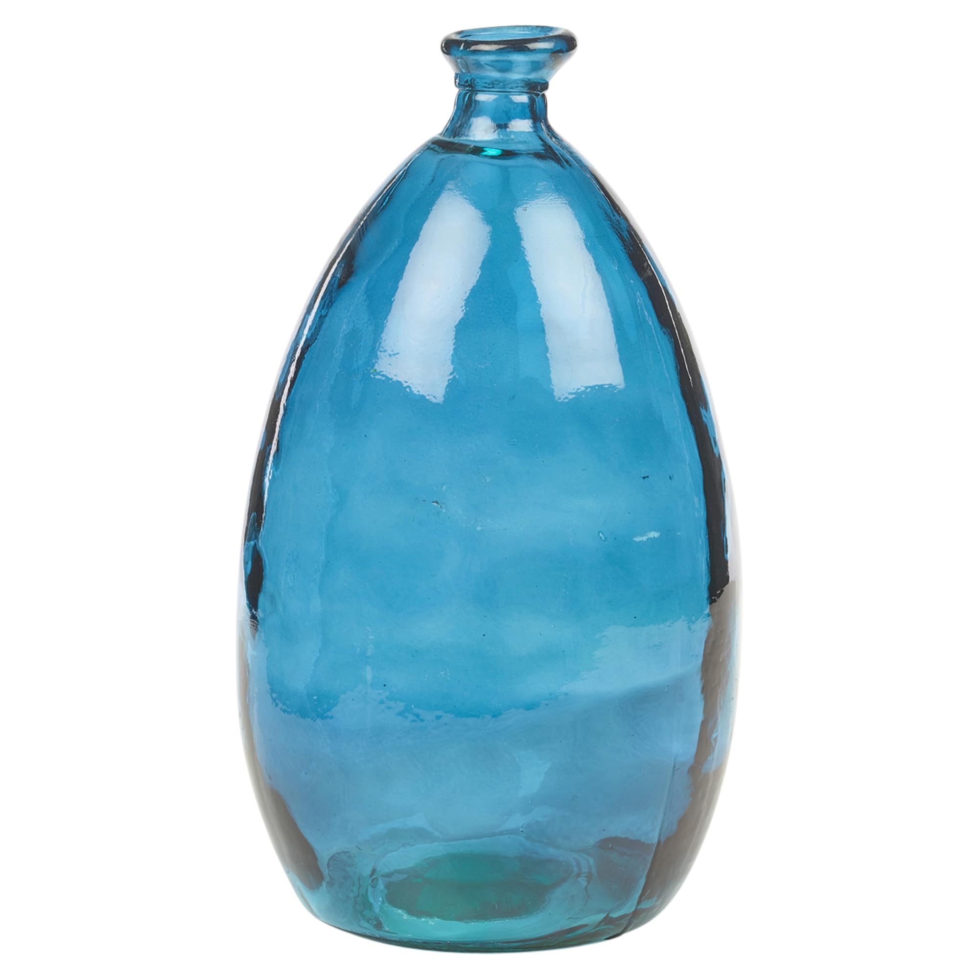 Urbnliving Blue 3.4L Vintage Large Tear Shaped Stem Coloured Recycled Durable Glass Flowers Table Centrepiece Vases (Blue)